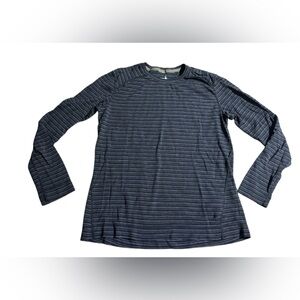 Smartwool Baselayer Long Sleeve Top Striped Black Size XL Merino Wool Shirt